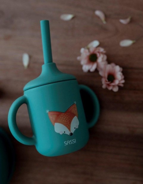 Kubek silikonowy z rurką dla dzieci Lisek SASSI