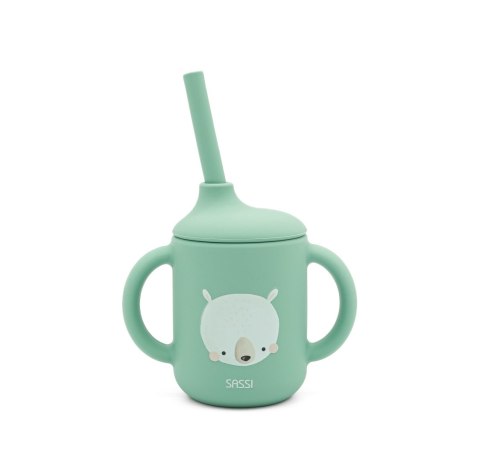 Kubek silikonowy z rurką dla dzieci Miś SASSI