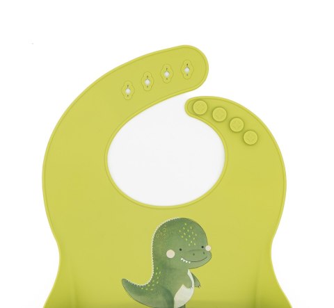 Śliniak silikonowy z kieszonką Dinozaur SASSI