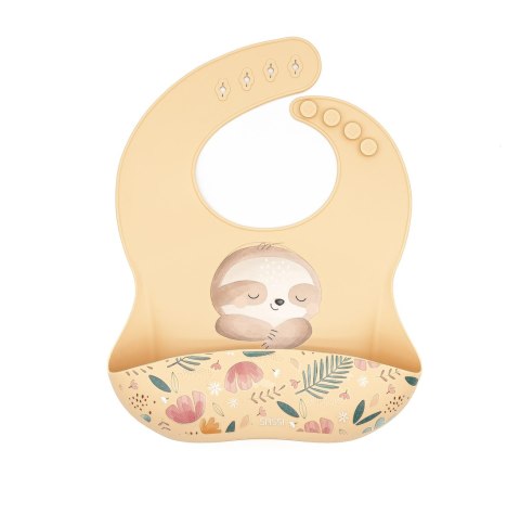 Śliniak silikonowy z kieszonką Leniwiec SASSI