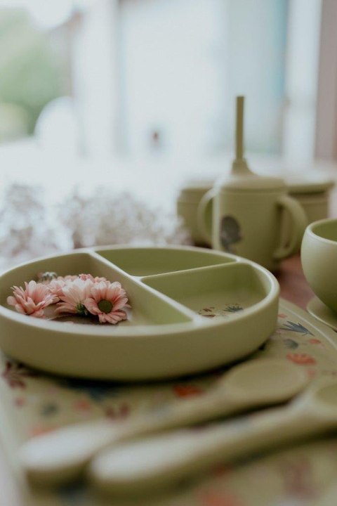 Sztućce silikonowe dla dzieci zestaw Dinozaur SASS