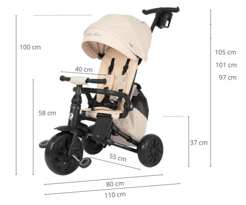 MILLY MALLY 6304 Qplay Rowerek Trójkołowy Nova Max Beige