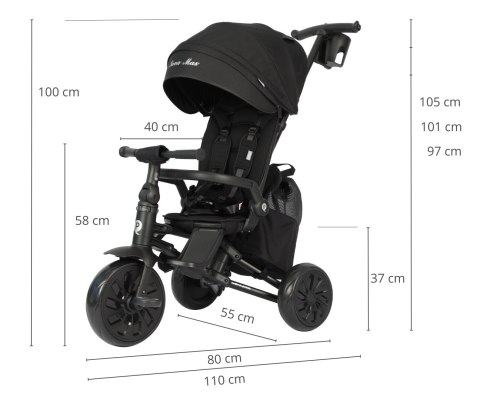 MILLY MALLY 6307 Qplay Rowerek Trójkołowy Nova Max Black