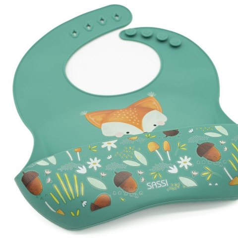 Śliniak silikonowy z kieszonką Lisek SASSI