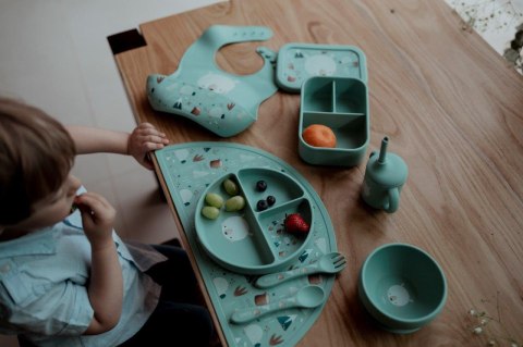 Śliniak silikonowy z kieszonką Miś SASSI