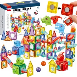 WOOPIE Klocki Magnetyczne Konstrukcyjne 3D Zestaw Edukacyjny Tor Kulkowy Kulodrom 170el.