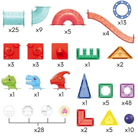 WOOPIE Klocki Magnetyczne Konstrukcyjne 3D Zestaw Edukacyjny Tor Kulkowy Kulodrom 170el.