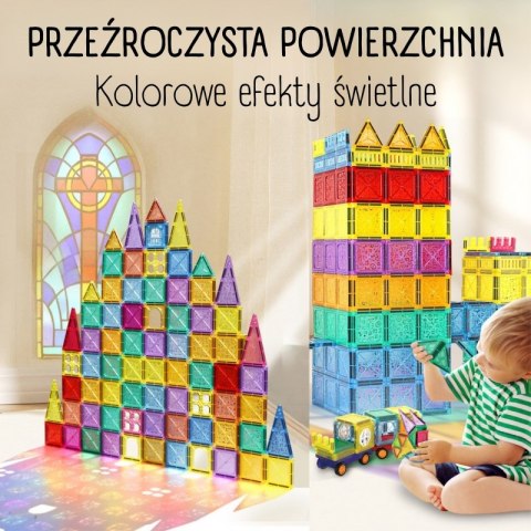 WOOPIE Klocki Magnetyczne Konstrukcyjne 3D Zestaw Edukacyjny Zamek Pojazdy110el..