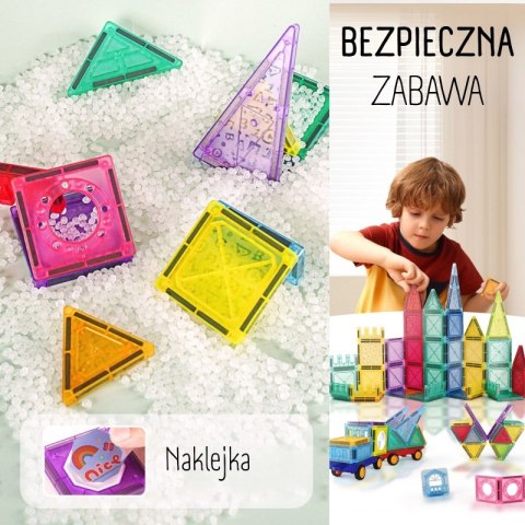 WOOPIE Klocki Magnetyczne Konstrukcyjne 3D Zestaw Edukacyjny Zamek Pojazdy110el..