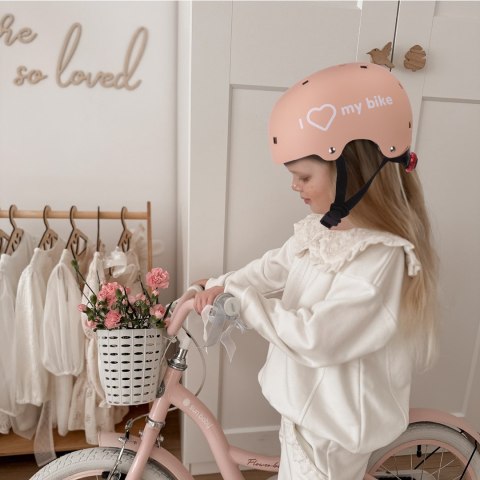 Kask rowerowy dla dzieci perfect fit FLOWER BIKE - Love 2 RIDE, rozm. S, 50-54 cm z lampką LED i klipsem magnetycznym Morelowy