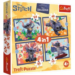 Puzzle - 4w1 - Wakacje na Hawajach - Disney Stitch Trefl 34666