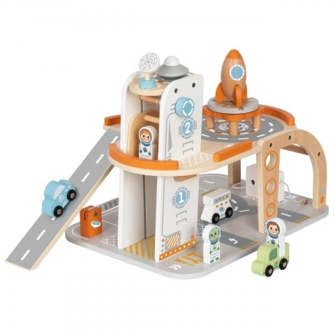 TOOKY TOY Drewniany Kosmiczny Parking Stacja Kosmiczna