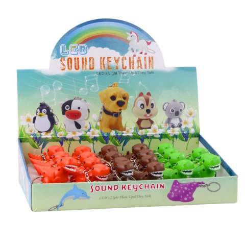 Brelok Do Kluczy Plecaka Dinozaur Latarka LED Dźwięki Zielony