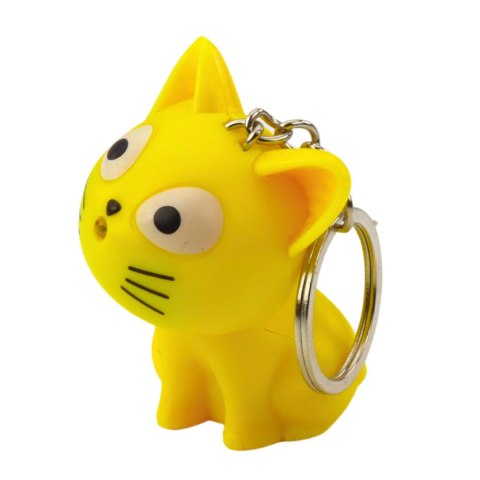 Brelok Do Kluczy Plecaka Kotek Latarka LED Dźwięki Szary