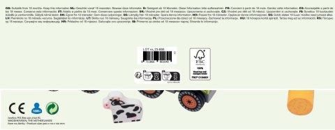 Drewniany traktor z przyczepą i zwierzętami JOUECO