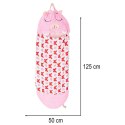 Śpiwór do spania dla dzieci turystyczny poduszka 2w1 125x50cm różowy