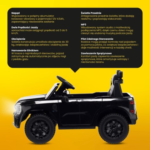 Jeździk akumulatorowy Ford - czarny