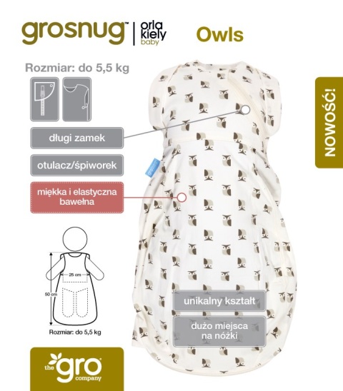 Otulacz-śpiworek Grosnug Orla Kiely Owls, Gro Company