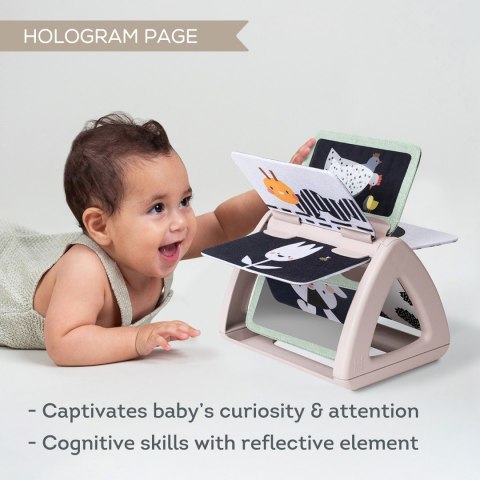 Czarno-Biała Książeczka Obracająca się z Grzechotką i Lusterkiem - Sensoryczna Zabawa dla Niemowląt