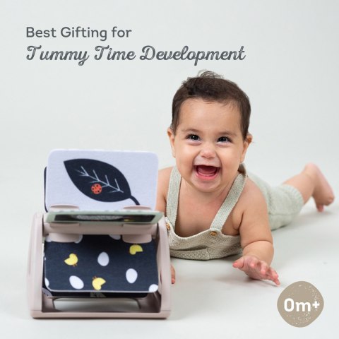 Czarno-Biała Książeczka Obracająca się z Grzechotką i Lusterkiem - Sensoryczna Zabawa dla Niemowląt