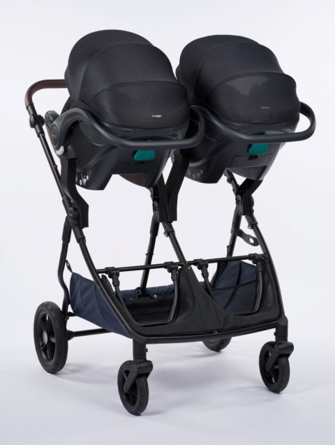 M.Twin x Wózek Bliźniaczy Mast Swiss Design - Blueberry, Koła Light, Regulowana Rączka