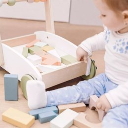 Pchacz drewniany wózek z klockami