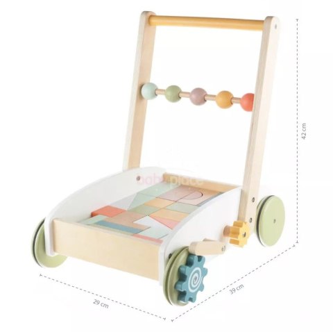 Pchacz drewniany wózek z klockami