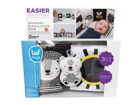 Taf Toys Książeczka Kontrastowa Sensoryczna Czarno-biała - Savannah z Lwiątkiem Libby