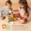Taf Toys Pojemnik Zabawa i Odkrywanie - sensoryczna kostka edukacyjna 12m+ z chustkami, piłkami i klockami