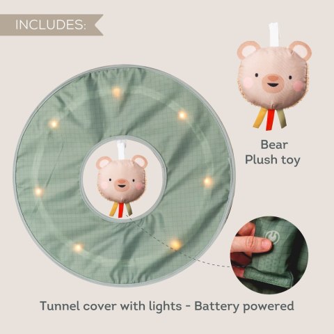 Taf Toys Świecący Tunel Glow & Go z Misiem - sensoryczna zabawka do raczkowania i leżenia na brzuszku od 6 mc