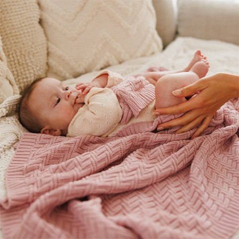 B.O.1647/01 Kocyk dzianinowy bawełniany różowy