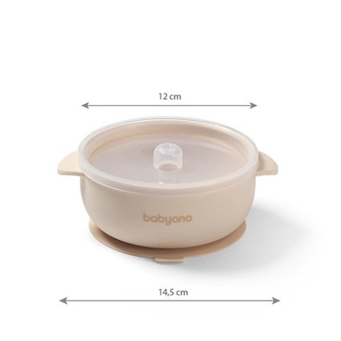 B.O.1662/03 Silikonowa miseczka z przyssawką i przykrywką beżowa