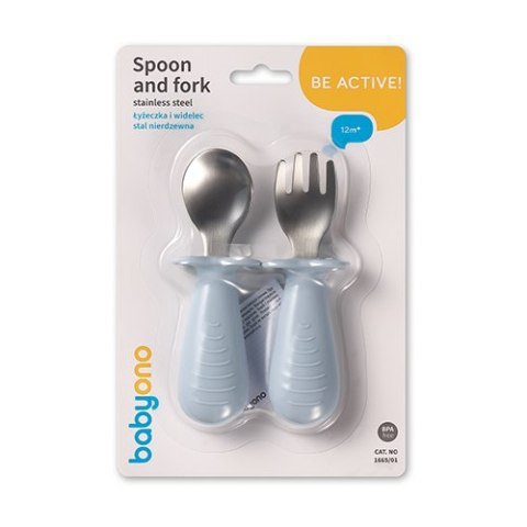 B.O.1665/01 Sztućce dla dzieci ze stali nierdzewnej niebieskie