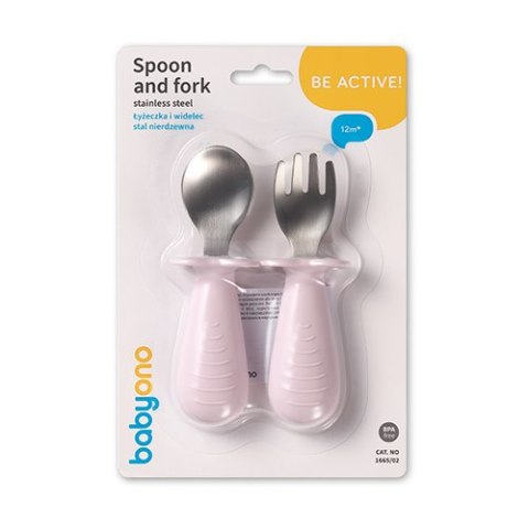 B.O.1665/02 Sztućce dla dzieci ze stali nierdzewnej różowe