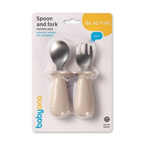 B.O.1665/03 Sztućce dla dzieci ze stali nierdzewnej beżowe
