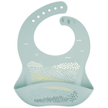 CANPOL 51/030_gre Śliniak silikonowy z kieszonką MOUNTAINS