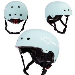 Kask rowerowy dla dzieci perfect fit HEART BIKE - Love 2 RIDE, rozm. S, 50-54 cm z lampką LED i klipsem magnetycznym Miętowy