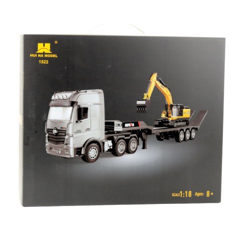 Ciężarówka Z Naczepą Koparka Zdalnie Sterowana RC Światła Dźwięk Huina 1:18