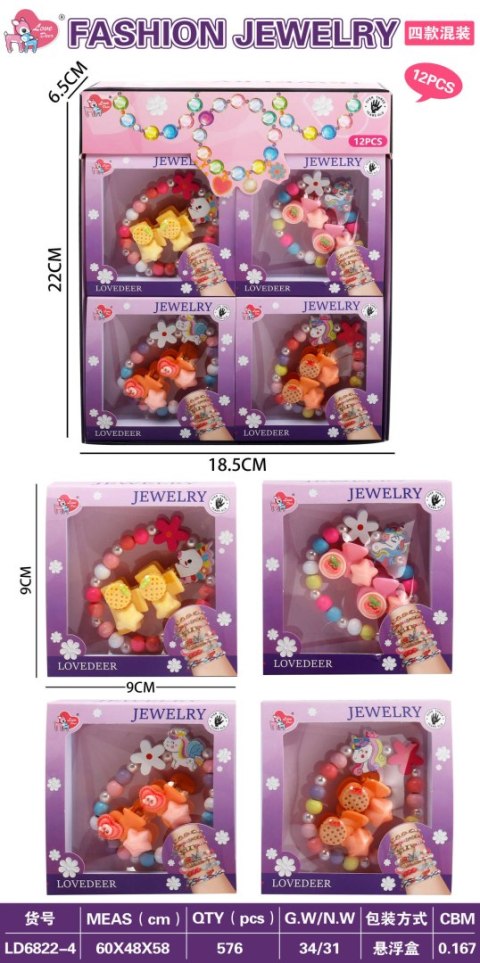 Zestaw Biżuterii Jednorożec Różowy Kwiatek