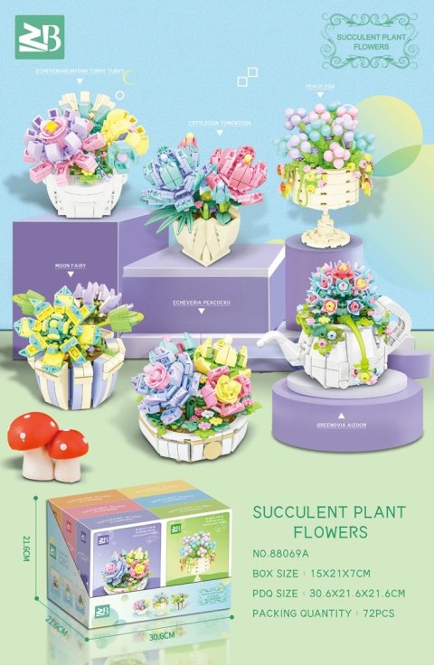 Zestaw klocków kreatywnych Kwiaty w czajniku 255 el. dla dzieci 6+