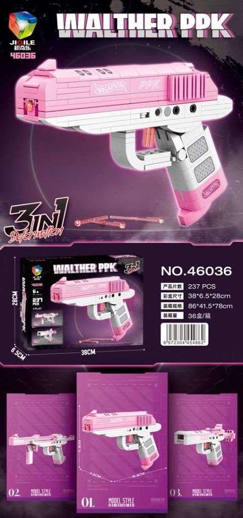 Zestaw Klocków Pistolet Różowy 237el.