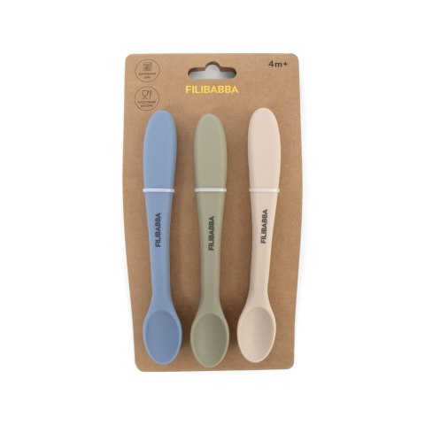 Filibabba Zestaw 3 silikonowych łyżeszek Ocean Mix