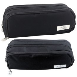 Piórnik Szkolny Dwie Komory Kieszeń Frontowa Czarny 23x9 cm