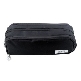 Piórnik Szkolny Dwie Komory Kieszeń Frontowa Czarny 23x9 cm