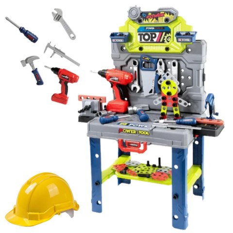 Stolik Majsterkowicza Walizka 2w1 Zestaw Narzędzi Wkrętarka Kask 133 el.