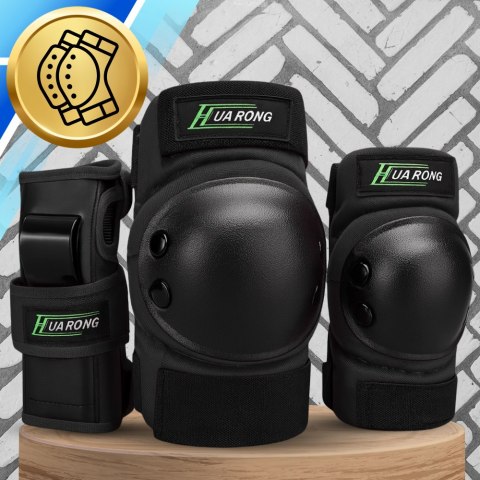 Zestaw ochraniaczy ochraniacze na rolki rower dla dorosłych 6 el. rozmiar L CZARNE