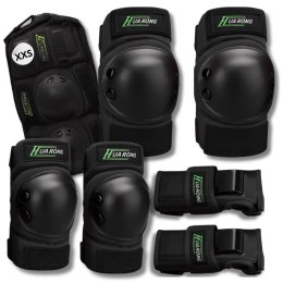 Zestaw ochraniaczy ochraniacze na rolki rower dla dzieci 6 el. rozmiar XXS CZARNE