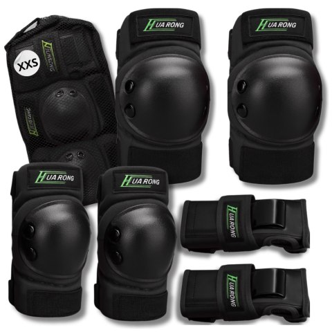 Zestaw ochraniaczy ochraniacze na rolki rower dla dzieci 6 el. rozmiar XXS CZARNE