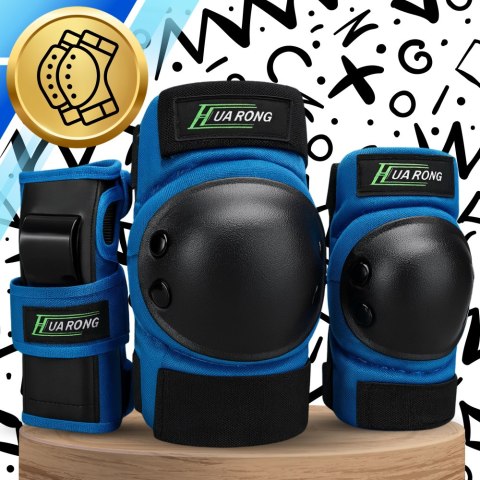 Zestaw ochraniaczy ochraniacze na rolki rower dla dzieci 6 el. rozmiar XS NIEBIESKIE