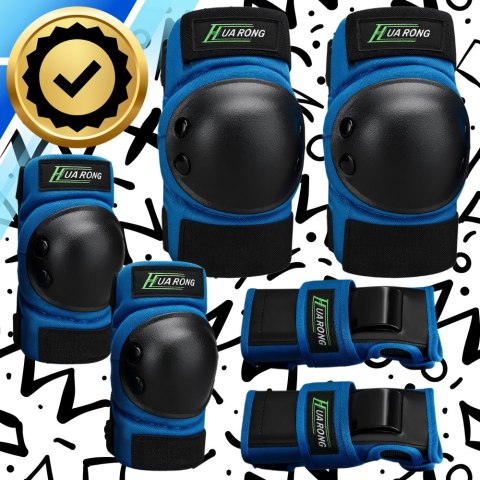 Zestaw ochraniaczy ochraniacze na rolki rower dla dzieci 6 el. rozmiar XS NIEBIESKIE